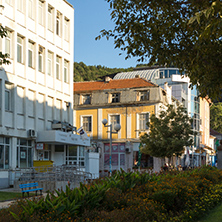 PETRICH, BULGARIA - SEPTEMBER 6, 2017:  Panoramic view of Centre of town of Petrich, Blagoevgrad region, Bulgaria
