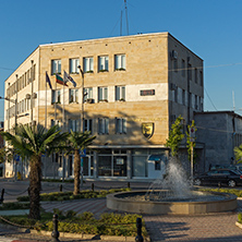 PETRICH, BULGARIA - SEPTEMBER 6, 2017:  Building of town hall in Centre of Petrich, Blagoevgrad region, Bulgaria