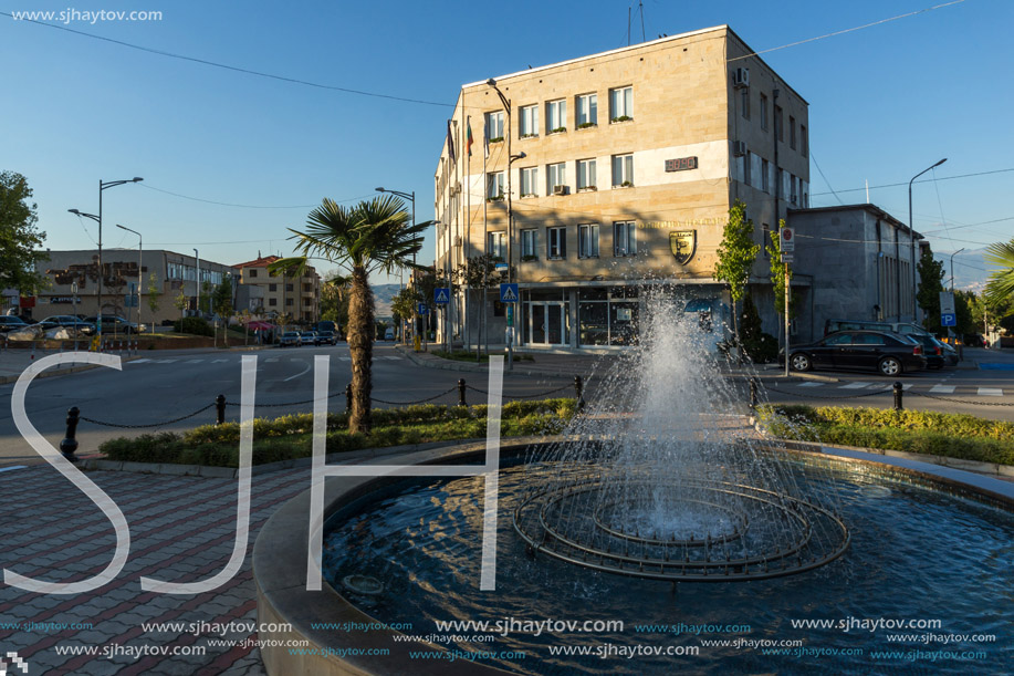 PETRICH, BULGARIA - SEPTEMBER 6, 2017:  Building of town hall in Centre of Petrich, Blagoevgrad region, Bulgaria