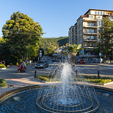 PETRICH, BULGARIA - SEPTEMBER 6, 2017:  Panoramic view of Centre of town of Petrich, Blagoevgrad region, Bulgaria