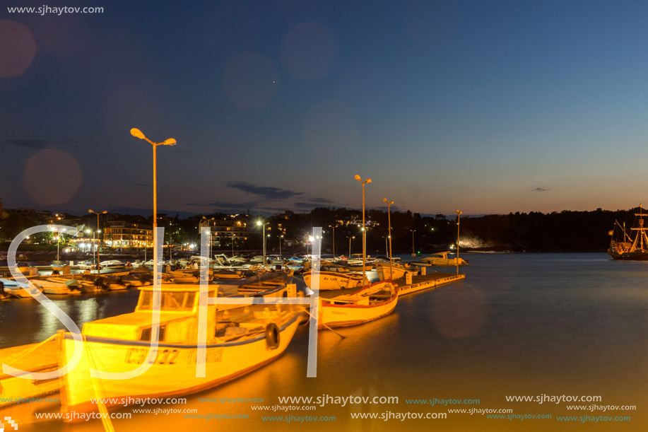 CHERNOMORETS, BULGARIA - AUGUST 14, 2017: Amazing Night seascape of port of Chernomorets, Burgas region, Bulgaria