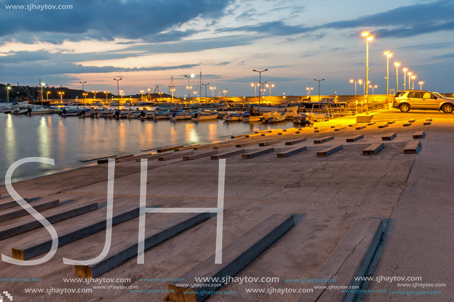 CHERNOMORETS, BULGARIA - AUGUST 15, 2017: Amazing Night seascape of port of Chernomorets, Burgas region, Bulgaria