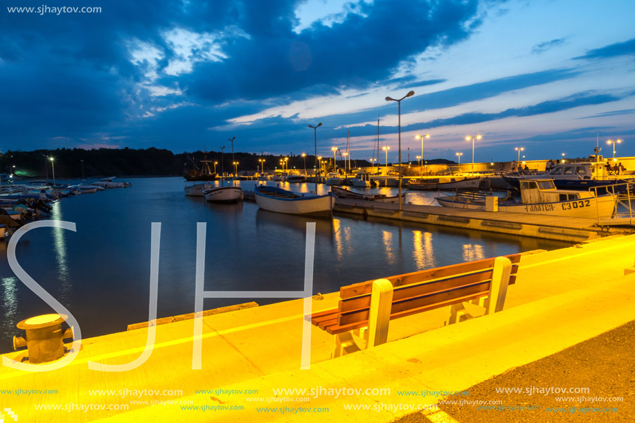 CHERNOMORETS, BULGARIA - AUGUST 15, 2017: Amazing Night seascape of port of Chernomorets, Burgas region, Bulgaria