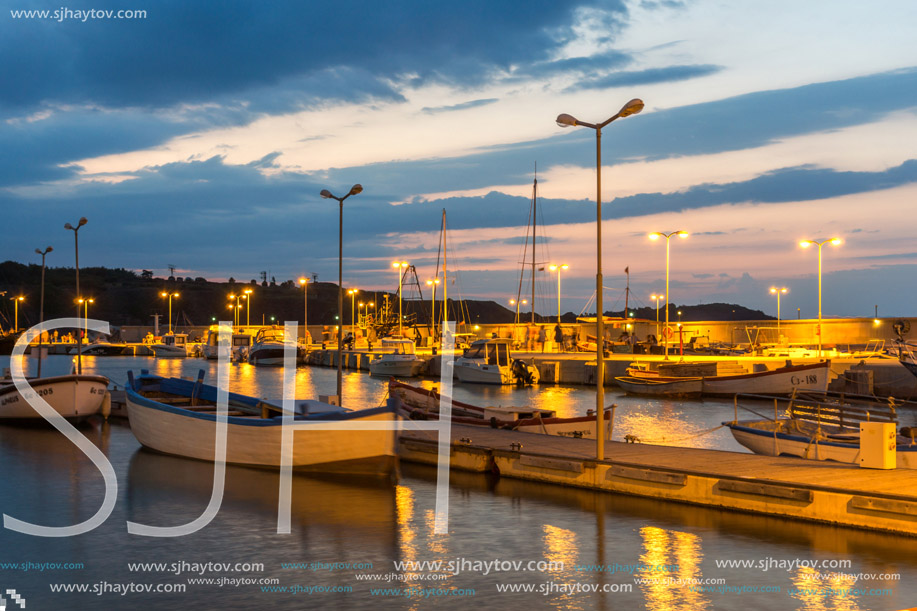 CHERNOMORETS, BULGARIA - AUGUST 15, 2017: Amazing Night seascape of port of Chernomorets, Burgas region, Bulgaria