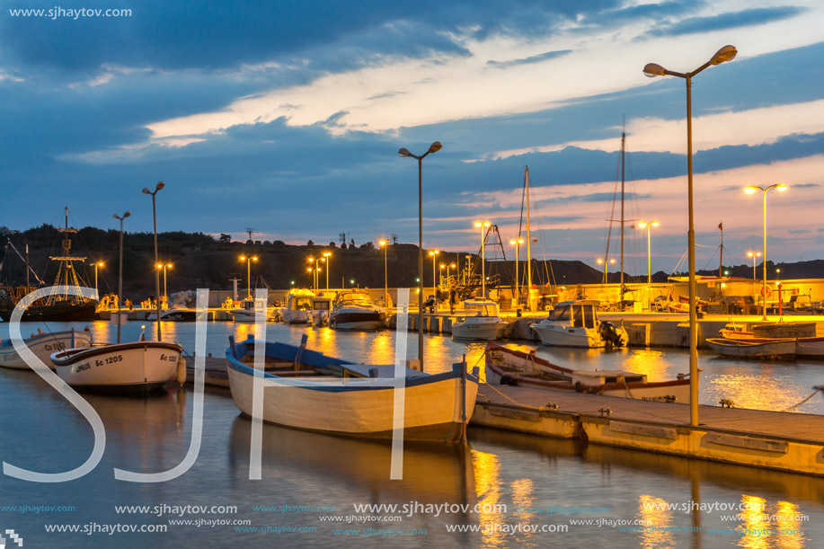 CHERNOMORETS, BULGARIA - AUGUST 15, 2017: Amazing Night seascape of port of Chernomorets, Burgas region, Bulgaria