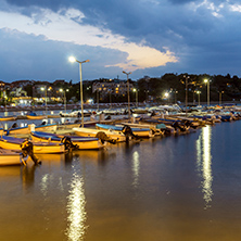 CHERNOMORETS, BULGARIA - AUGUST 14, 2017: Amazing Night seascape of port of Chernomorets, Burgas region, Bulgaria