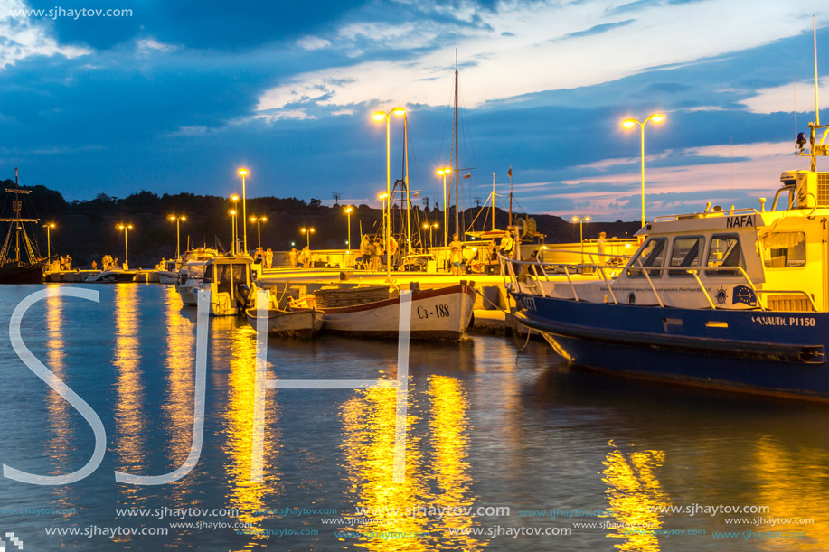 CHERNOMORETS, BULGARIA - AUGUST 15, 2017: Amazing Night seascape of port of Chernomorets, Burgas region, Bulgaria