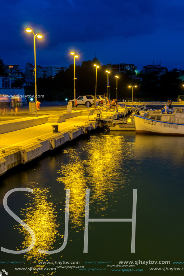 CHERNOMORETS, BULGARIA - AUGUST 15, 2017: Amazing Night seascape of port of Chernomorets, Burgas region, Bulgaria