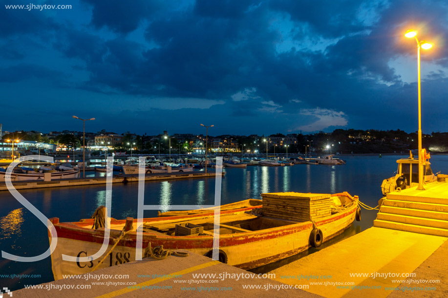 CHERNOMORETS, BULGARIA - AUGUST 15, 2017: Amazing Night seascape of port of Chernomorets, Burgas region, Bulgaria