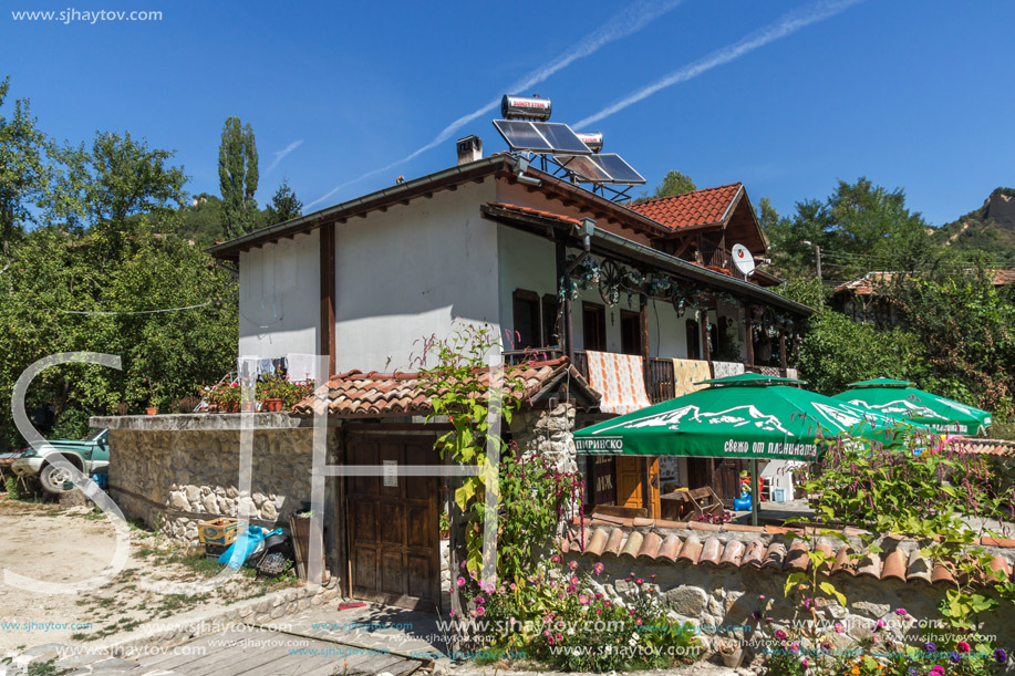 MELNIK, BULGARIA - SEPTEMBER 7, 2017:  Panorama with Old houses in town of Melnik, Blagoevgrad region, Bulgaria