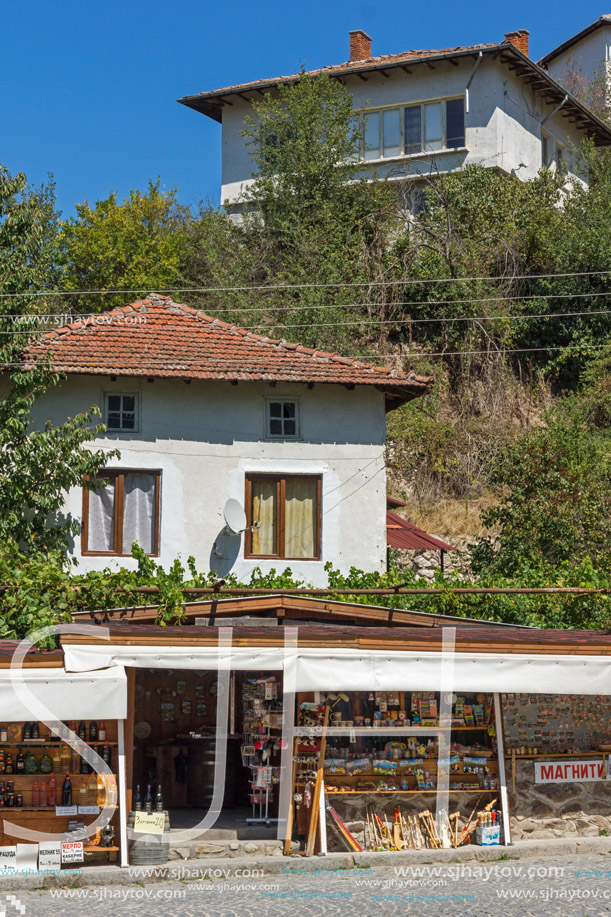 MELNIK, BULGARIA - SEPTEMBER 7, 2017:  Panorama with Old houses in town of Melnik, Blagoevgrad region, Bulgaria