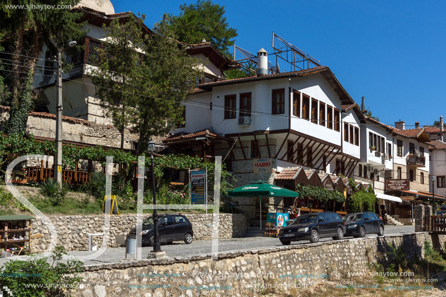 MELNIK, BULGARIA - SEPTEMBER 7, 2017:  Panorama with Old houses in town of Melnik, Blagoevgrad region, Bulgaria