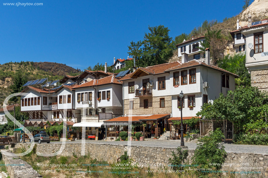 MELNIK, BULGARIA - SEPTEMBER 7, 2017:  Panorama with Old houses in town of Melnik, Blagoevgrad region, Bulgaria