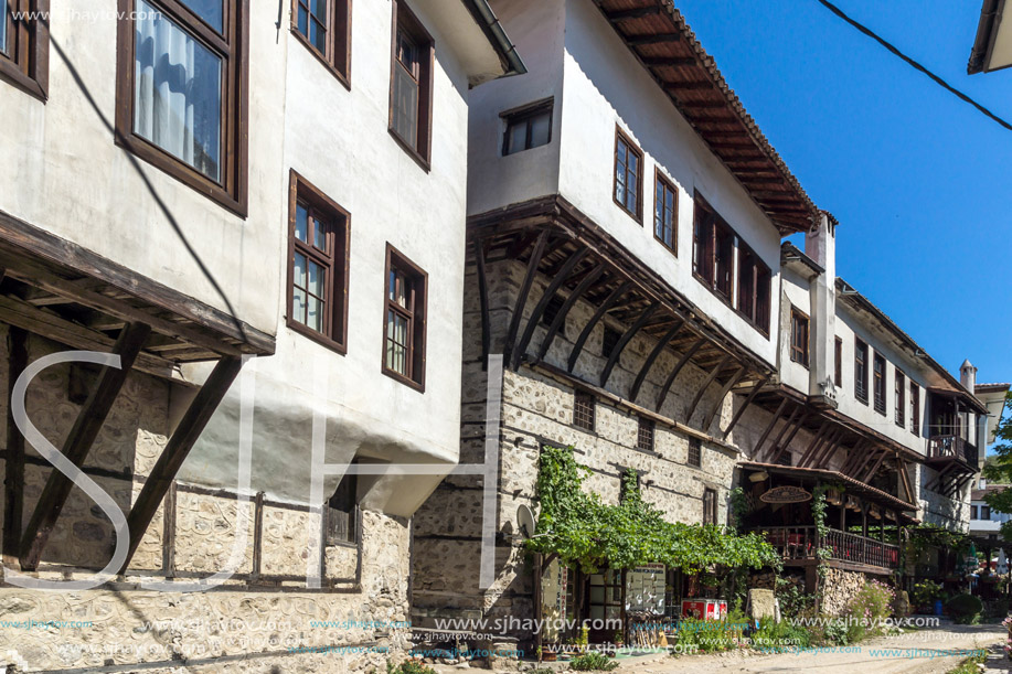 MELNIK, BULGARIA - SEPTEMBER 7, 2017:  Panorama with Old houses in town of Melnik, Blagoevgrad region, Bulgaria