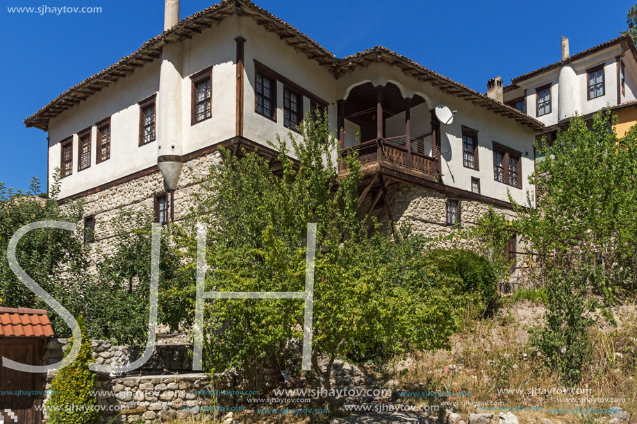 MELNIK, BULGARIA - SEPTEMBER 7, 2017:  Panorama with Old houses in town of Melnik, Blagoevgrad region, Bulgaria