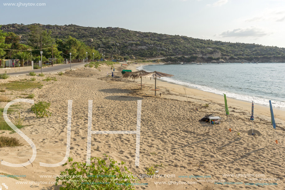 Panoramic view of Griavas Beach at Sithonia peninsula, Chalkidiki, Central Macedonia, Greece