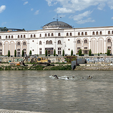 SKOPJE, REPUBLIC OF MACEDONIA - 13 MAY 2017: Macedonian National Theater in city of  Skopje, Republic of Macedonia