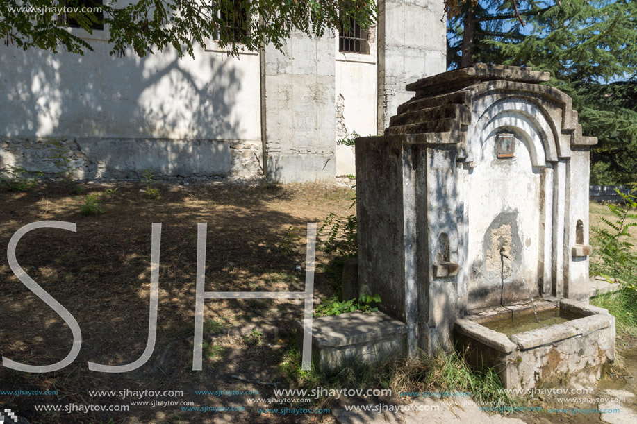 Panoramic view of Medieval church near tomb of Yane Sandanski in Rozhen village, Blagoevgrad region, Bulgaria