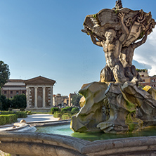 ROME, ITALY - JUNE 22, 2017: Amazing view to Fountain of the Tritons in city of Rome, Italy