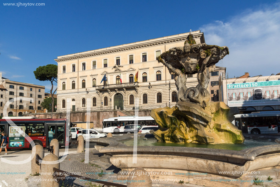 ROME, ITALY - JUNE 22, 2017: Amazing view to Fountain of the Tritons in city of Rome, Italy