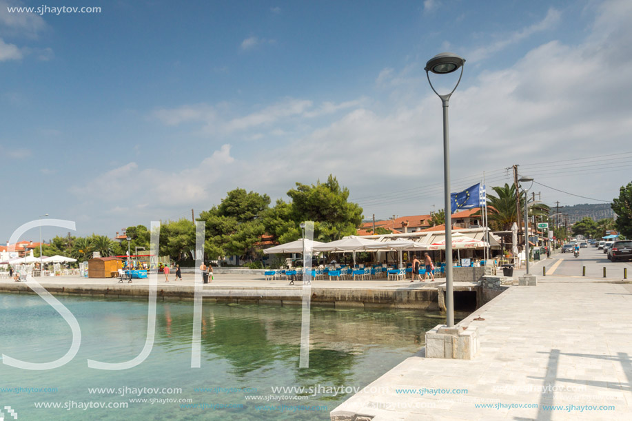 CHALKIDIKI, CENTRAL MACEDONIA, GREECE - AUGUST 25, 2014:  Panoramic view of port of Nikiti at Sithonia peninsula, Chalkidiki, Central Macedonia, Greece