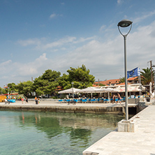 CHALKIDIKI, CENTRAL MACEDONIA, GREECE - AUGUST 25, 2014:  Panoramic view of port of Nikiti at Sithonia peninsula, Chalkidiki, Central Macedonia, Greece