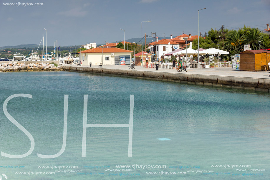 CHALKIDIKI, CENTRAL MACEDONIA, GREECE - AUGUST 25, 2014:  Panoramic view of port of Nikiti at Sithonia peninsula, Chalkidiki, Central Macedonia, Greece