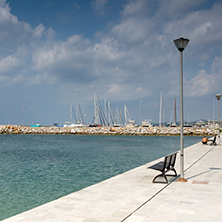 CHALKIDIKI, CENTRAL MACEDONIA, GREECE - AUGUST 25, 2014:  Panoramic view of port of Nikiti at Sithonia peninsula, Chalkidiki, Central Macedonia, Greece