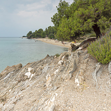 CHALKIDIKI, CENTRAL MACEDONIA, GREECE - AUGUST 25, 2014: Seascape of Tripotamos beach at Sithonia peninsula, Chalkidiki, Central Macedonia, Greece