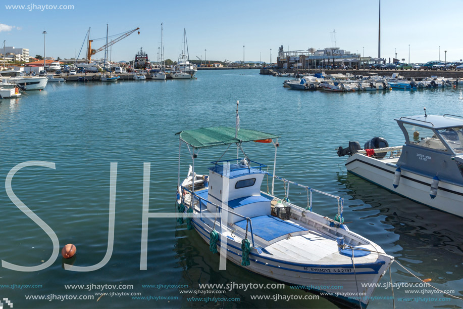 ALEXANDROUPOLI, GREECE - SEPTEMBER 23, 2017:  Port and Panorama to town of Alexandroupoli, East Macedonia and Thrace, Greece