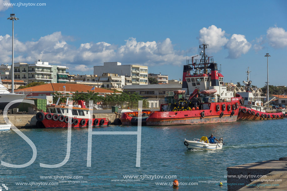 ALEXANDROUPOLI, GREECE - SEPTEMBER 23, 2017:  Port and Panorama to town of Alexandroupoli, East Macedonia and Thrace, Greece