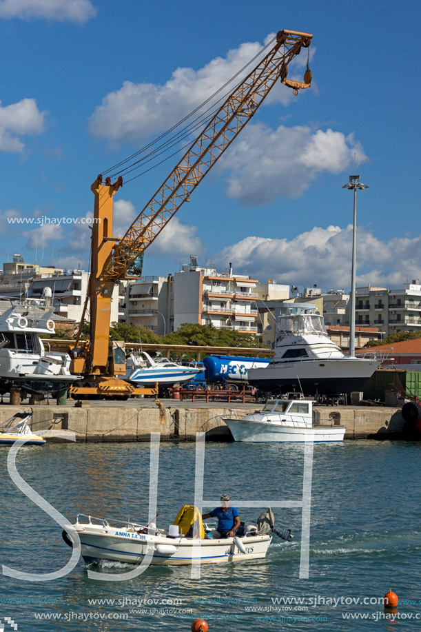 ALEXANDROUPOLI, GREECE - SEPTEMBER 23, 2017:  Port and Panorama to town of Alexandroupoli, East Macedonia and Thrace, Greece