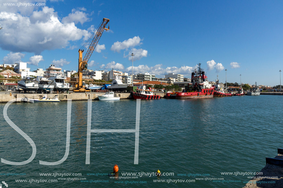 ALEXANDROUPOLI, GREECE - SEPTEMBER 23, 2017:  Port and Panorama to town of Alexandroupoli, East Macedonia and Thrace, Greece