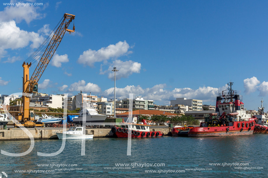 ALEXANDROUPOLI, GREECE - SEPTEMBER 23, 2017:  Port and Panorama to town of Alexandroupoli, East Macedonia and Thrace, Greece