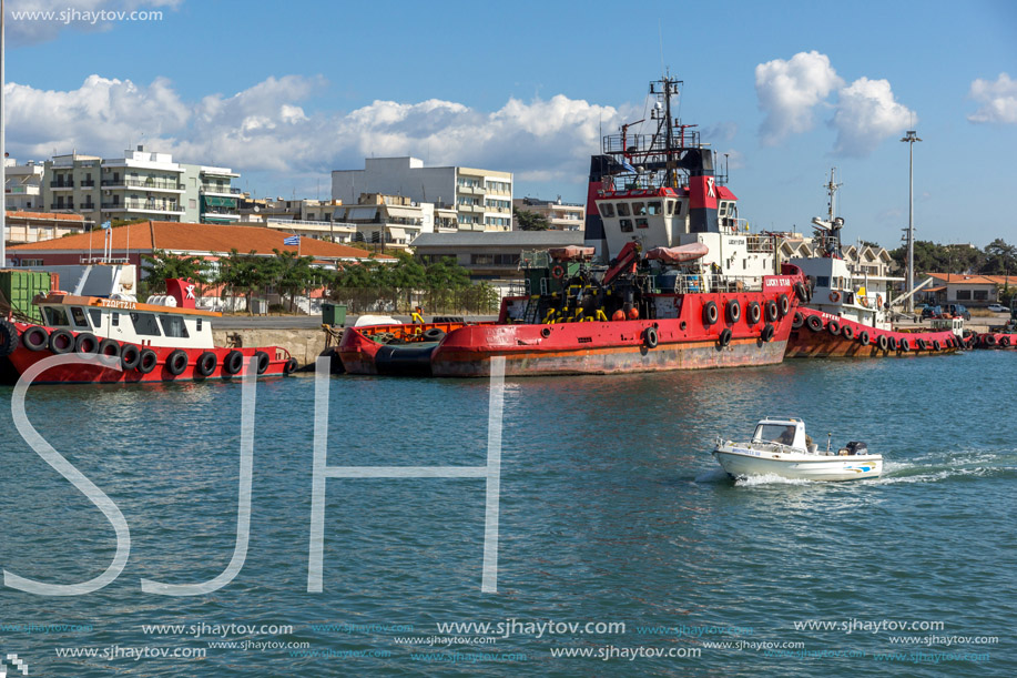 ALEXANDROUPOLI, GREECE - SEPTEMBER 23, 2017:  Port and Panorama to town of Alexandroupoli, East Macedonia and Thrace, Greece