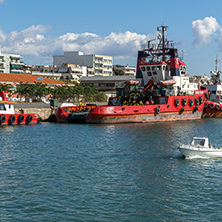 ALEXANDROUPOLI, GREECE - SEPTEMBER 23, 2017:  Port and Panorama to town of Alexandroupoli, East Macedonia and Thrace, Greece