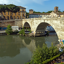 ROME, ITALY - JUNE 22, 2017: Amazing view of Tiber River and Pons Cestius in city of Rome, Italy