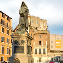 ROME, ITALY - JUNE 22, 2017: Amazing Sunset view Campo de Fiori in city of Rome, Italy