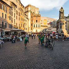 ROME, ITALY - JUNE 22, 2017: Amazing Sunset view Campo de Fiori in city of Rome, Italy