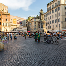ROME, ITALY - JUNE 22, 2017: Amazing Sunset view Campo de Fiori in city of Rome, Italy