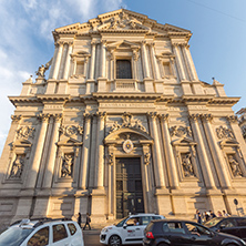 ROME, ITALY - JUNE 22, 2017: Amazing Sunset view of Chiesa Sant Andrea della Valle in Rome, Italy
