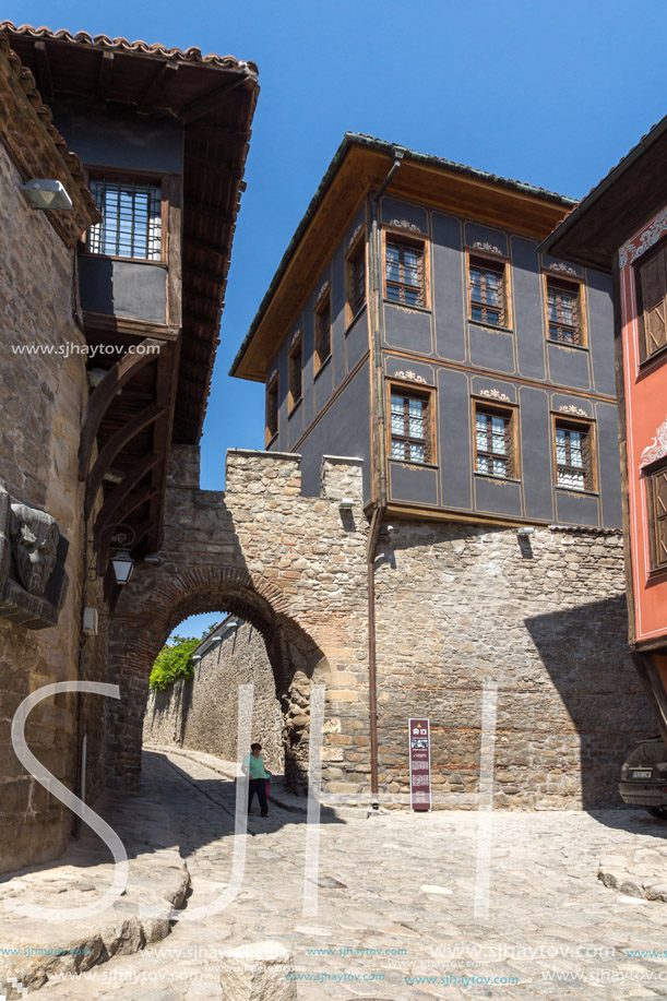 PLOVDIV, BULGARIA - SEPTEMBER 1, 2017:  Hisar Kapia - Ancient gate in Plovdiv old town, Bulgaria