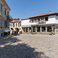 PLOVDIV, BULGARIA - SEPTEMBER 1, 2017:  Amazing view of Street and houses in Plovdiv old town, Bulgaria