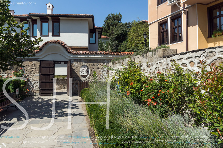 PLOVDIV, BULGARIA - SEPTEMBER 1, 2017:  Amazing view of Street and houses in Plovdiv old town, Bulgaria