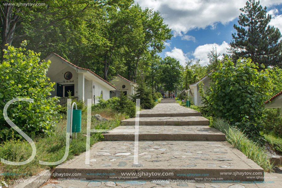 KRASTOVA GORA, BULGARIA - MAY 25, 2013: Amazing view of churches in  Krastova gora (Cross Forest) , Rhodope mountain, Bulgaria