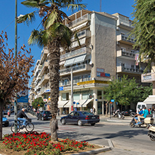 ALEXANDROUPOLI, GREECE - SEPTEMBER 23, 2017:  Typical street in town of Alexandroupoli, East Macedonia and Thrace, Greece