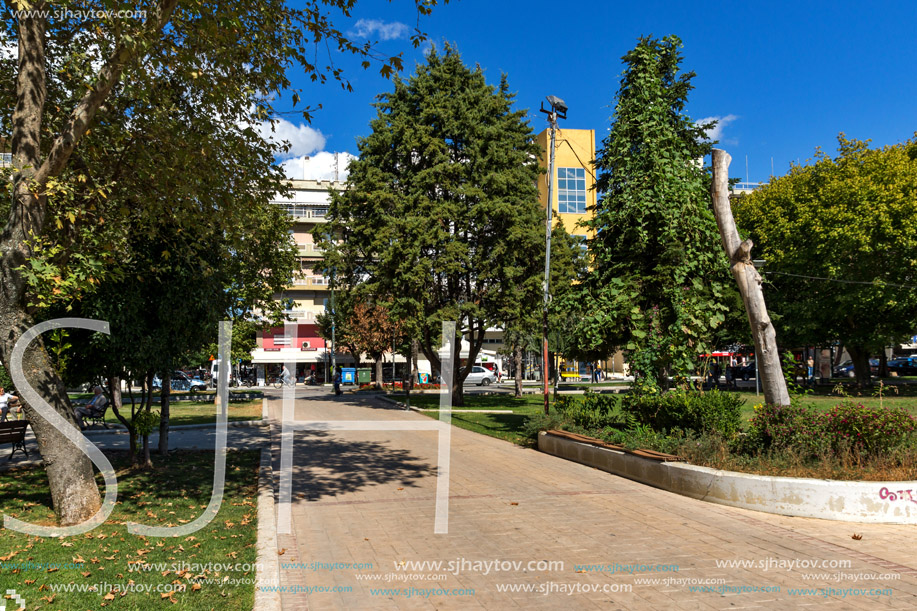 ALEXANDROUPOLI, GREECE - SEPTEMBER 23, 2017:  Park in town of Alexandroupoli, East Macedonia and Thrace, Greece