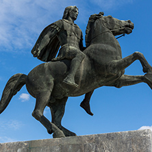 THESSALONIKI, GREECE - SEPTEMBER 30, 2017: Alexander the Great Monument at embankment of city of Thessaloniki, Central Macedonia, Greece