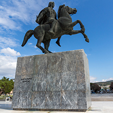 THESSALONIKI, GREECE - SEPTEMBER 30, 2017: Alexander the Great Monument at embankment of city of Thessaloniki, Central Macedonia, Greece