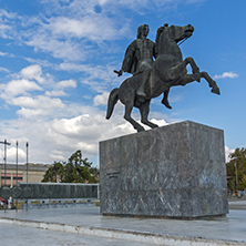 THESSALONIKI, GREECE - SEPTEMBER 30, 2017: Alexander the Great Monument at embankment of city of Thessaloniki, Central Macedonia, Greece